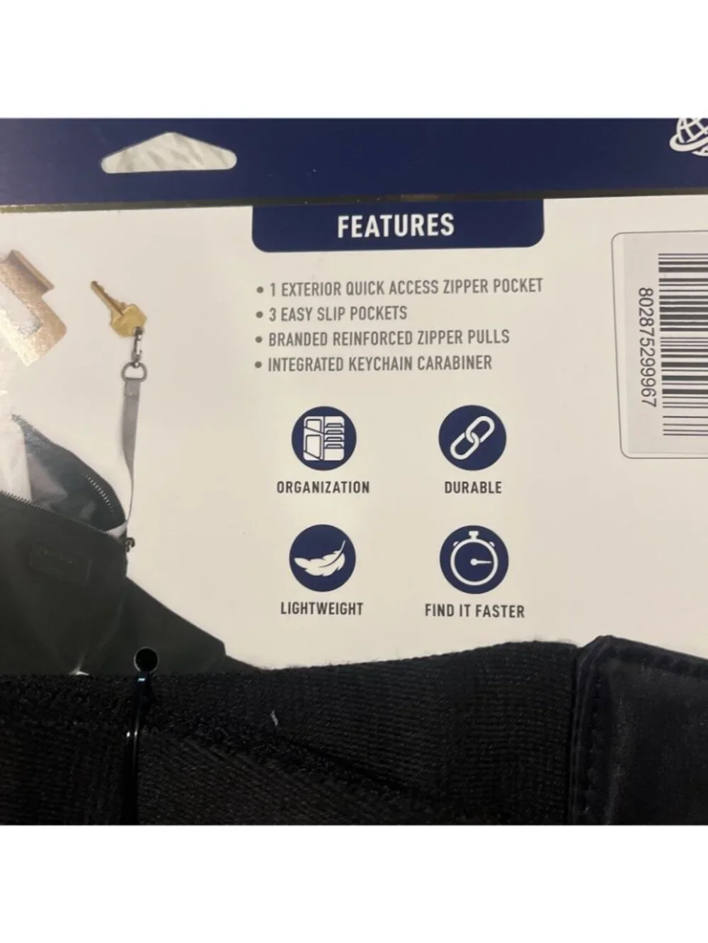 Brookstone Travel Waistpack fannypack NEW black converts to sling bag